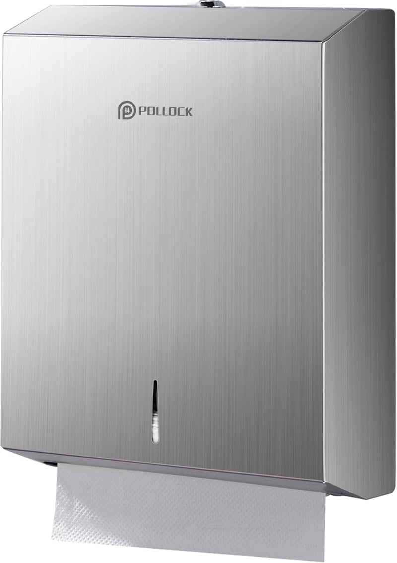 pollock Commercial PaperTowel Holder Dispenser Wall Mount,Stainless Steel Bathroom Paper Towel Holder,Toilet Paper Napkin Holder,C Fold Multifold Trifold Paper Towel Dispenser,Hand Towel Dispenser - Image 1